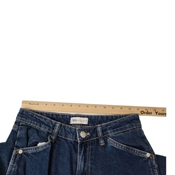 Zara Jeans Womens 4‎ Blue Cargo Straight Leg Bloggers Favorite Side Pockets - Picture 7 of 9